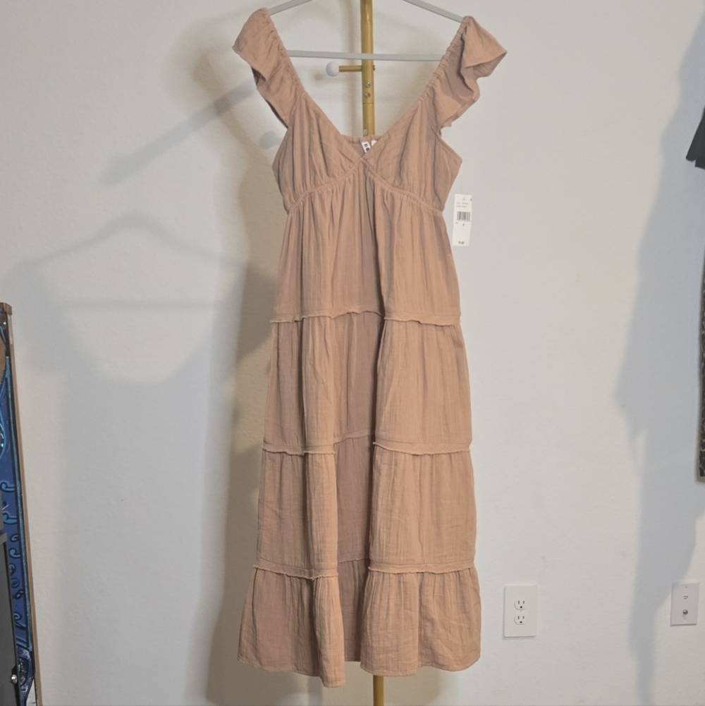 NWT Roxy Tiered Brown Midi Dress